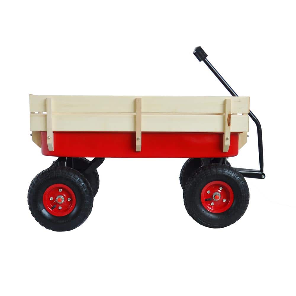 3 cu. ft. Outdoor Steel Shopping Utility Wagon Garden Cart in Red Wheel - Hercitys