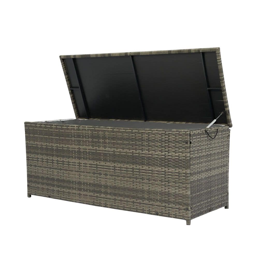 113 Gal. Gray Rattan Patio Deck Box - Hercitys