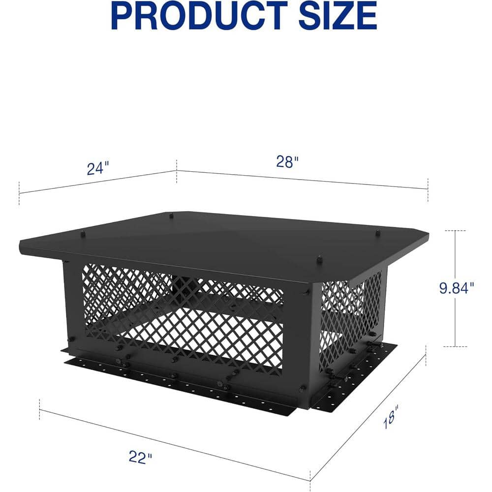 18 in. x 22 in. Black Galvanized Steel Fireplace Chimney Caps for Outside - Hercitys