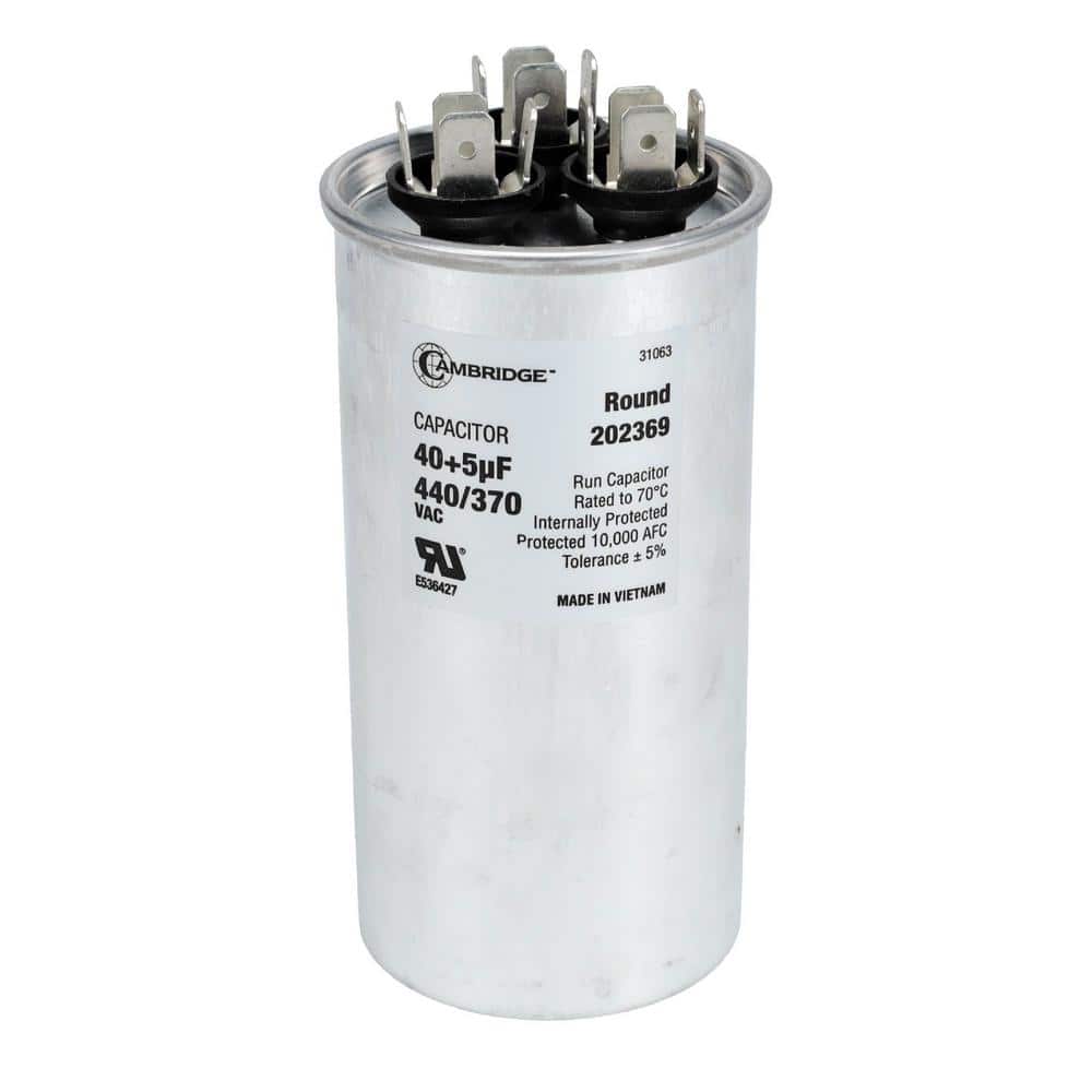 1.97 in. x 1.97 in. x 3.94 in. Aluminum 40 Plus 5 MFD, 440-Volt/370-Volt Dual Round Run Capacitor (1-Pack) - Hercitys