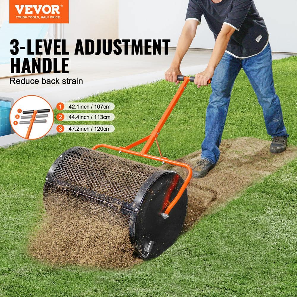 24 in. Compost Spreader Adjustable Heights Peat Moss Spreader Rust-Proof and Corrosion-Proof for Lawn Garden Care - Hercitys