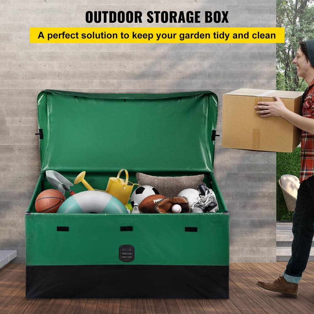 100 Gallon Outdoor Storage Box, Waterproof PE Tarpaulin Patio Deck Box for Garden and Patio Use - Hercitys