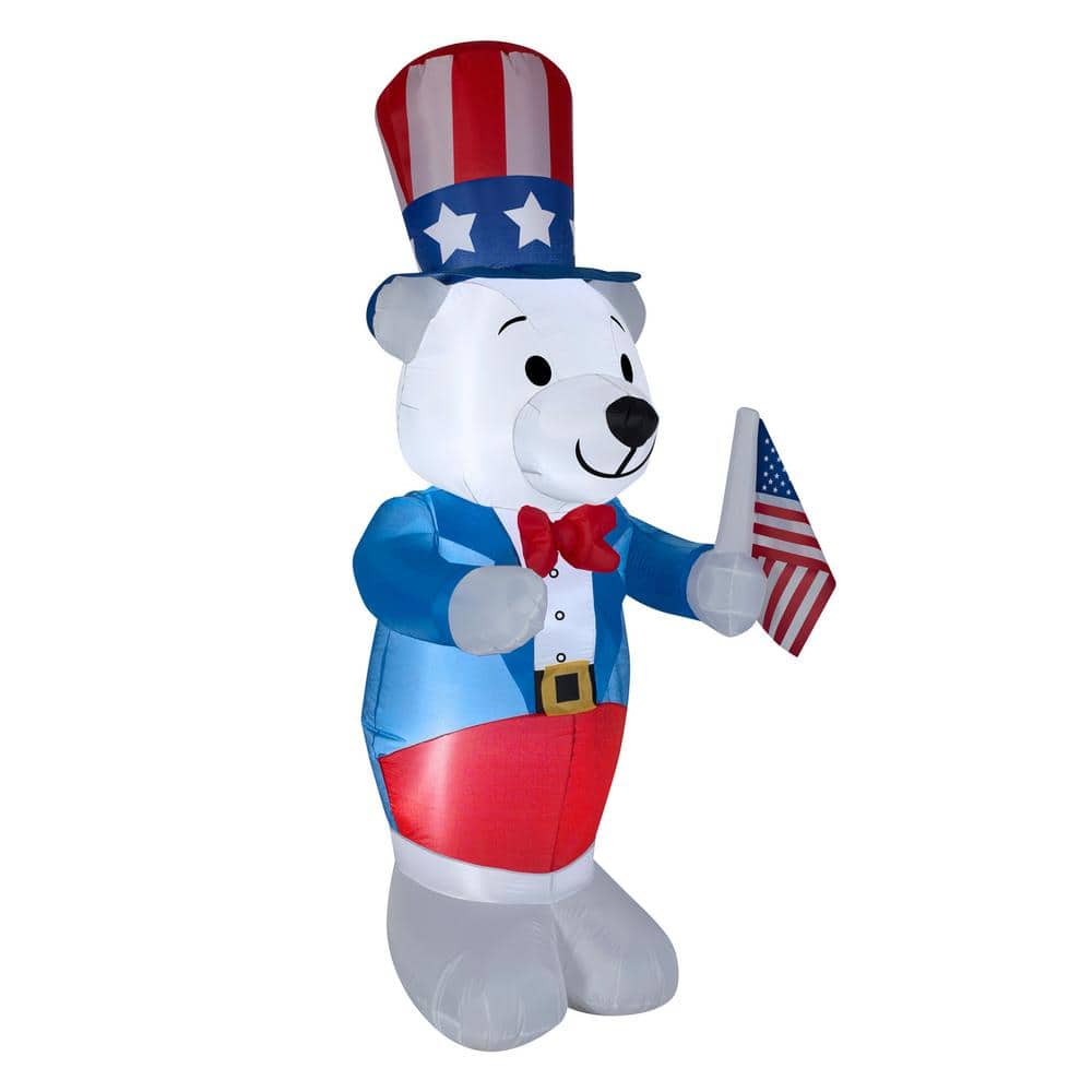 4 ft. Inflatable Fourth of July White Bear - Hercitys