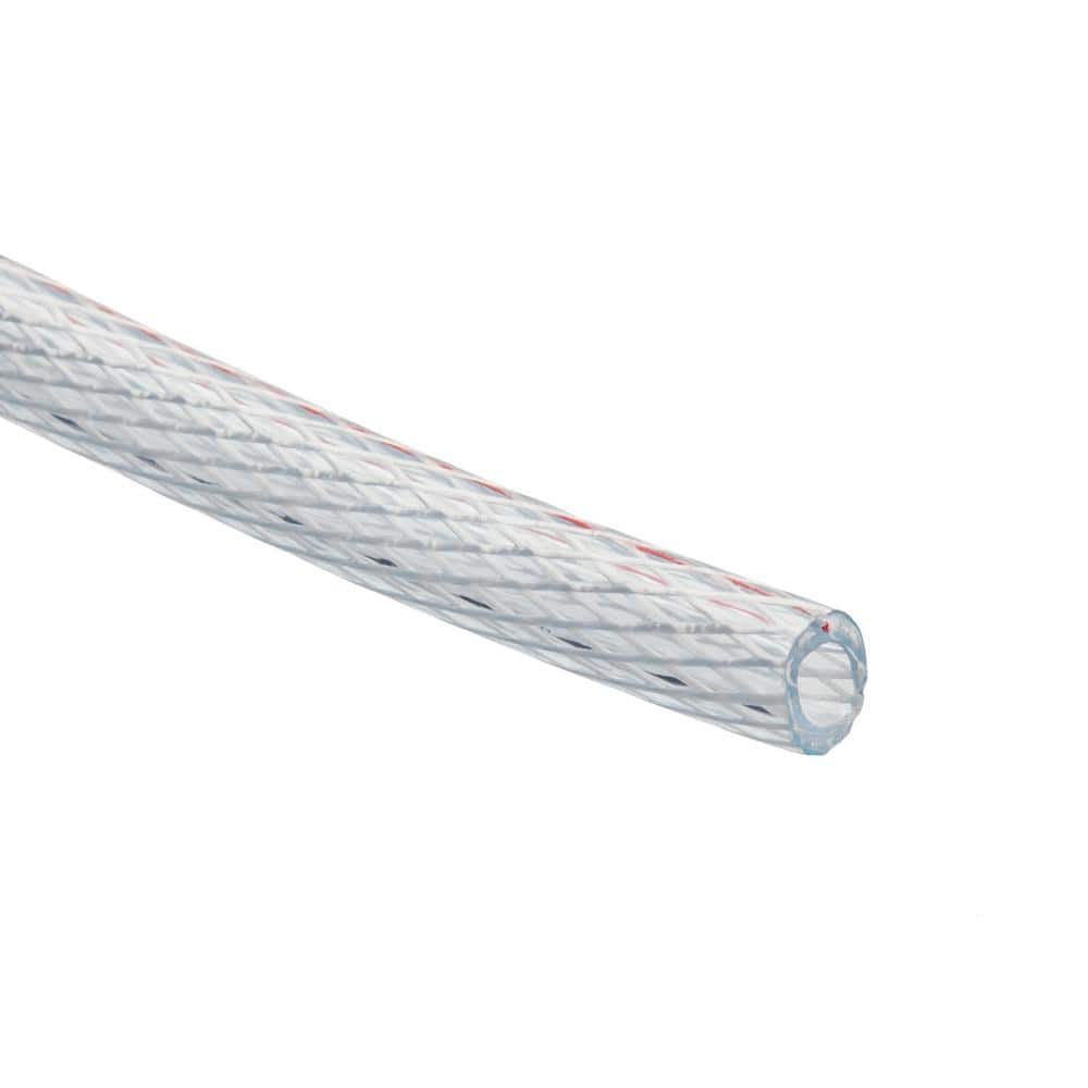 1 in. I.D. x 1 1/4 in. O.D. x 100 ft. Braided Clear Non Toxic, High Pressure, Reinforced PVC Vinyl Tubing - Hercitys