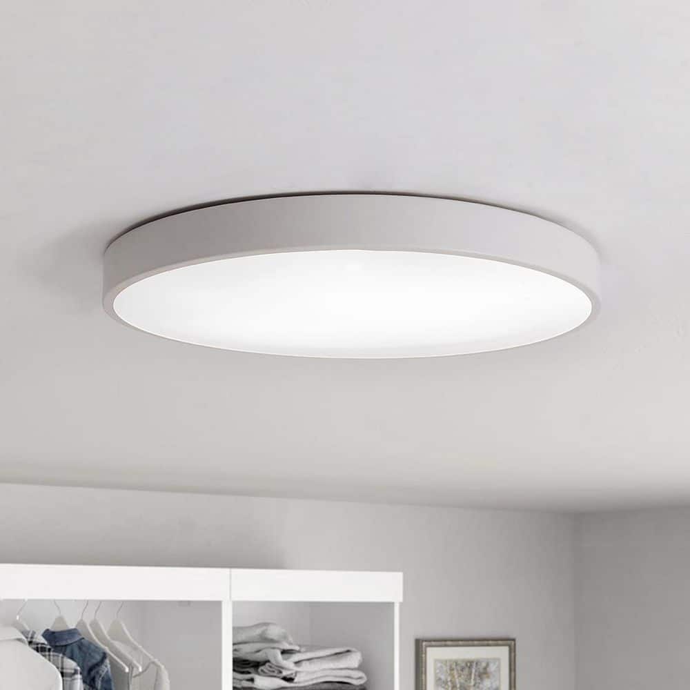 11.8 in. 24-Watt LED Flush Mount Ceiling Light White Close to Ceiling Light with PS Shade - Hercitys