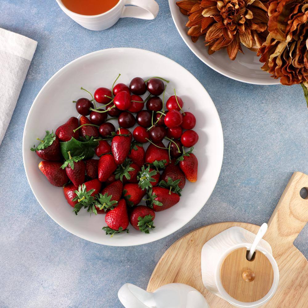 11 In. 48 fl. oz. White Round Fine Ceramic Serving Bowl Set of 2 - Hercitys