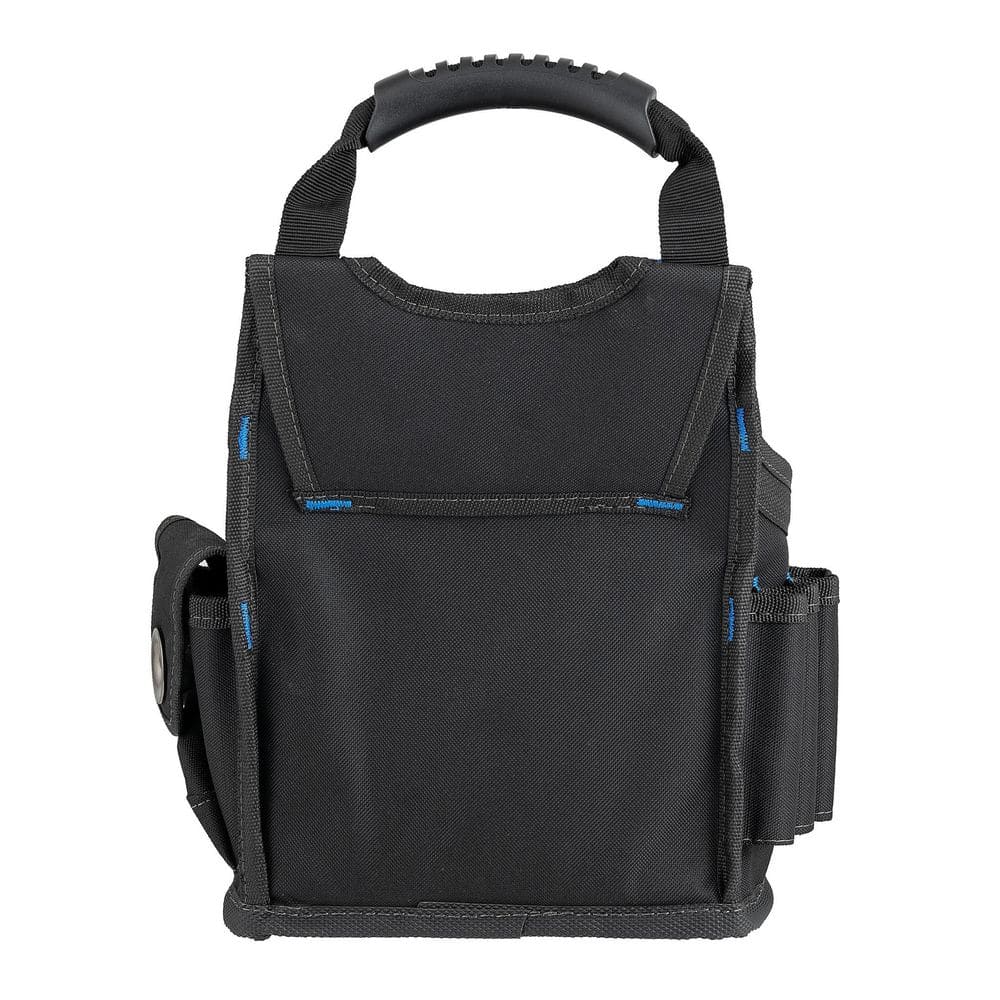 10 in. Open Top Tool Tote Utility Pouch Bag with Black Finish and 13 total pockets - Hercitys