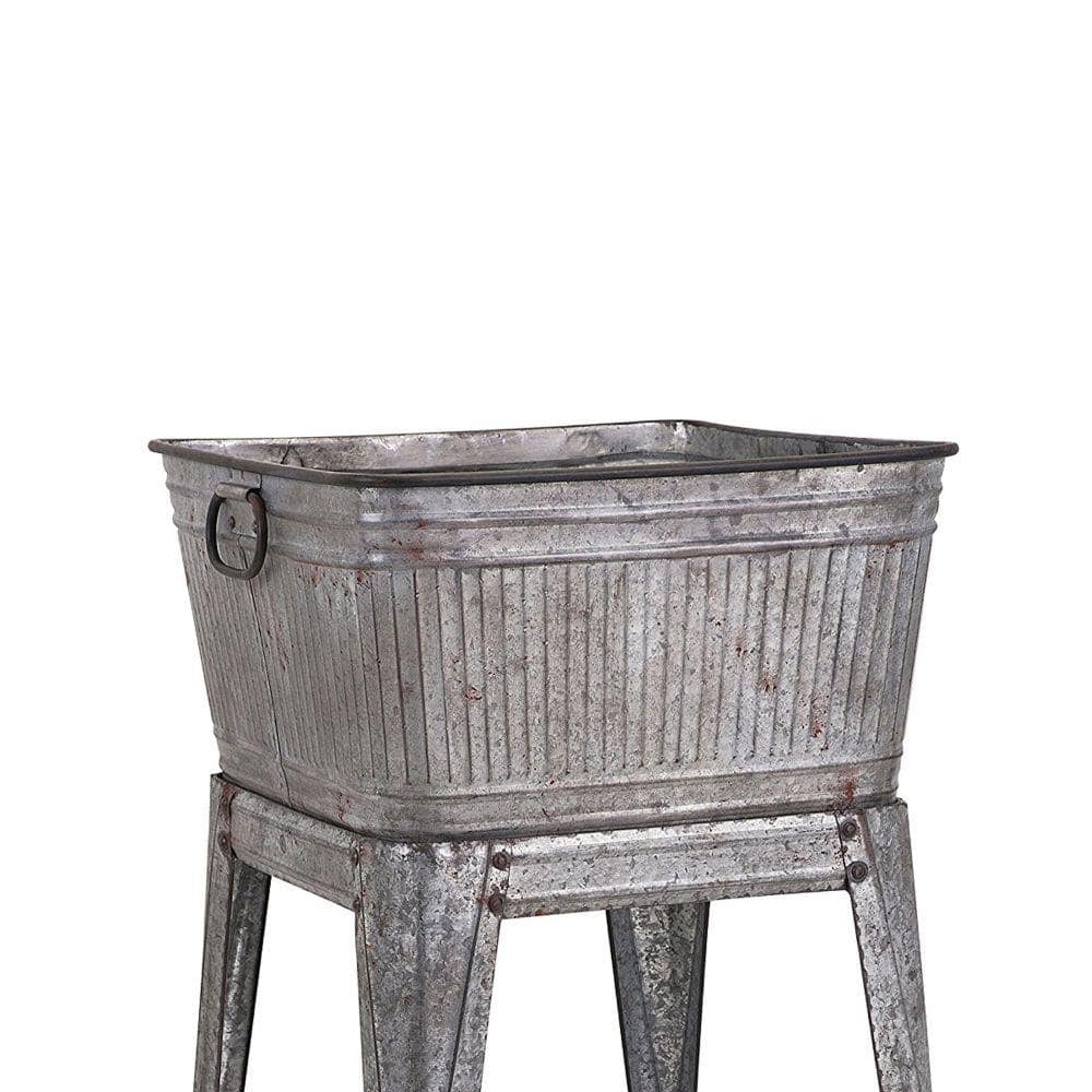 32 in. Gray Iron Multi-Functional Galvanized Metal Tub on Stand - Hercitys