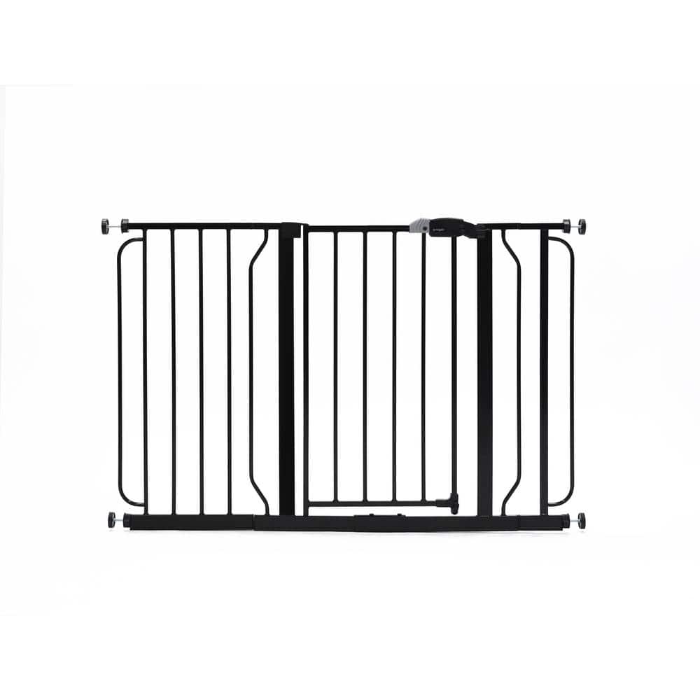 30 in. Tall Black Easy Step Extra Wide Metal Walk-Through Gate, Comes with a 4 ” and 12″ Extension - Hercitys