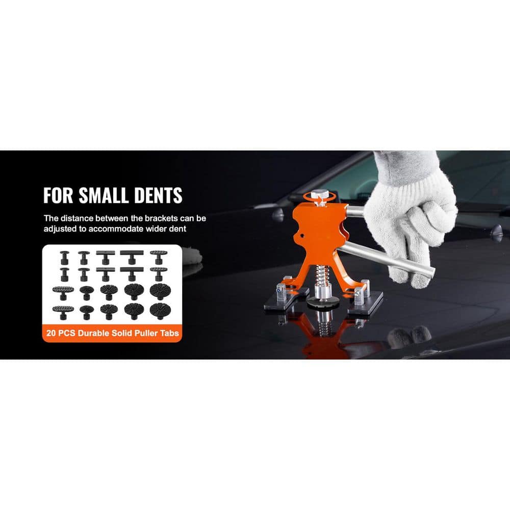 56 PCS Dent Removal Kit, Paintless Dent Repair Kit with Golden Lifter, Bridge Puller, Car Dent Puller with Puller Tabs - Hercitys