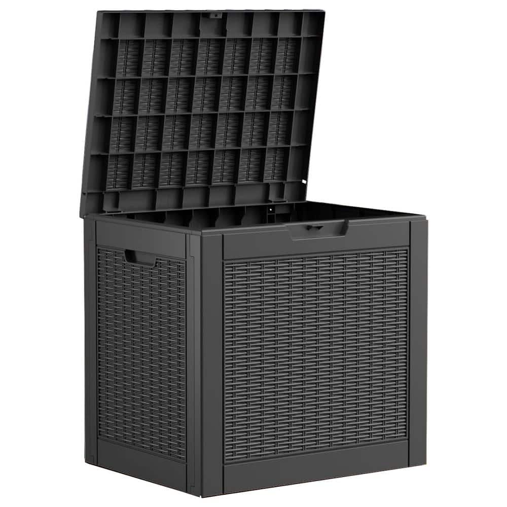 30 Gal. Black Resin Deck Box Waterproof with Lockable Lid - Hercitys