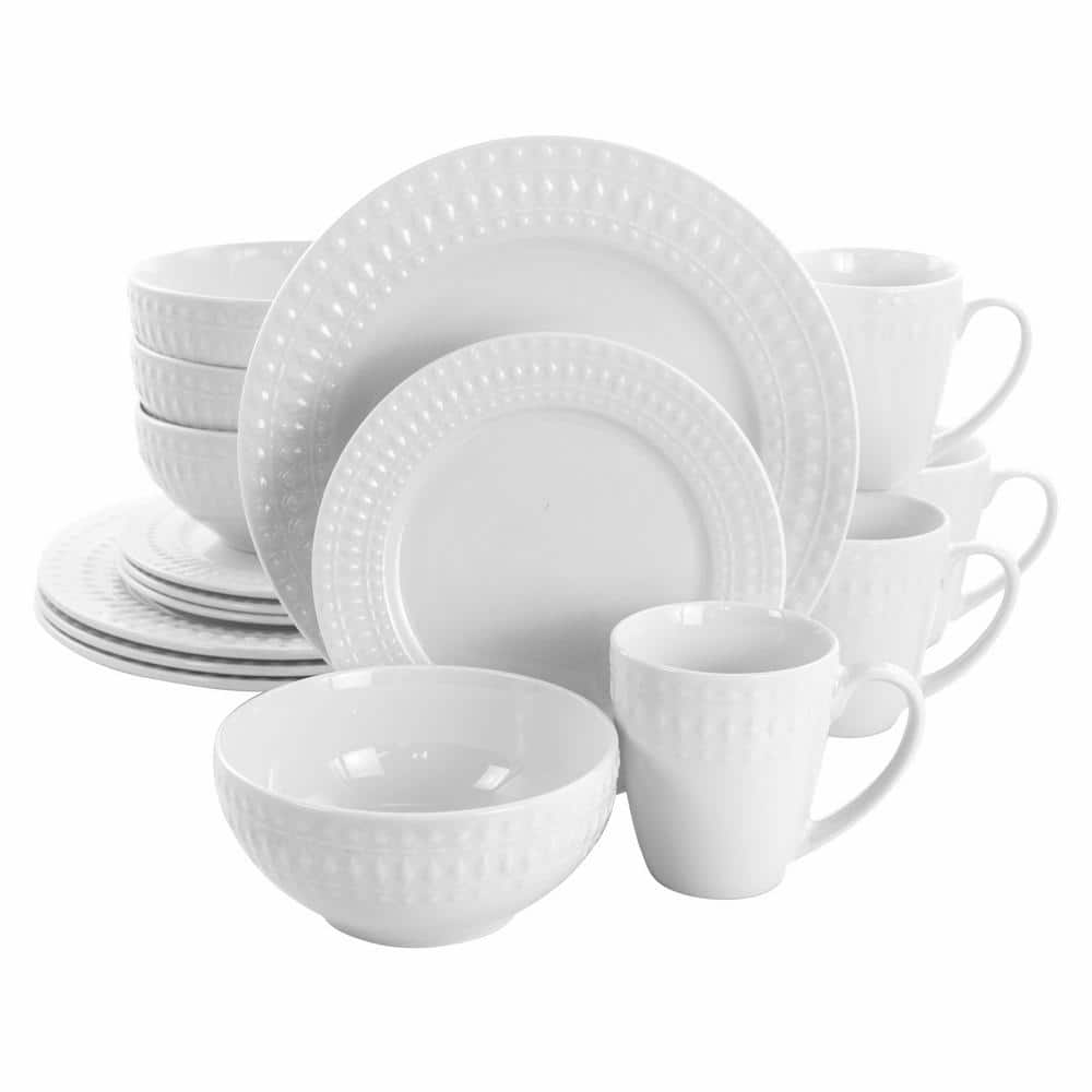 16-Piece Cara White Porcelain Dinnerware Set (Service for 4) - Hercitys