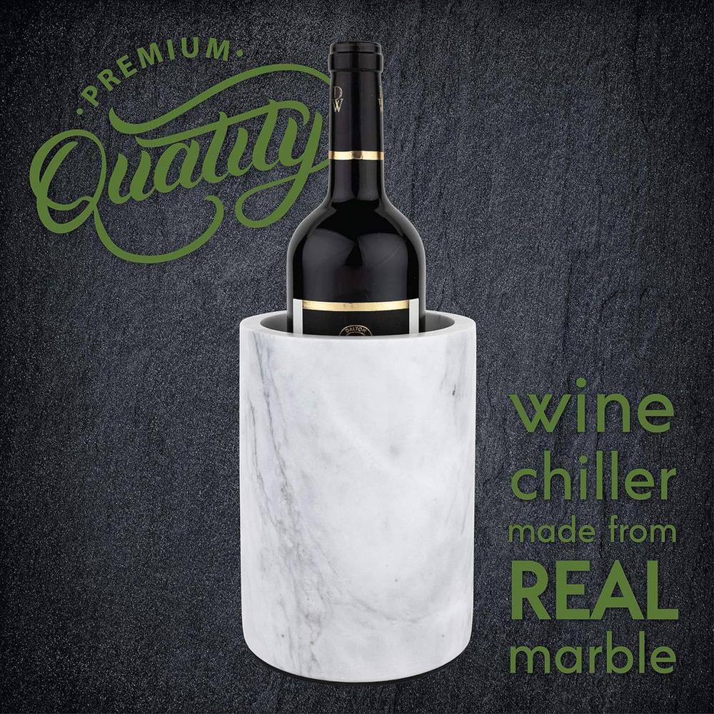 0.79 Qt. Marble Wine Chiller-1-Bottle Capacity-White-Stone-Kitchen Cooler - Hercitys