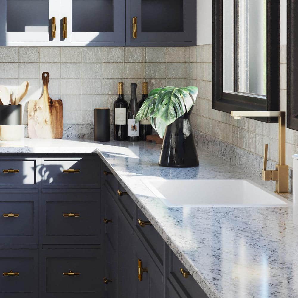 10 ft. Straight Laminate Countertop in Textured White Ice Granite with Eased Edge and Integrated Backsplash - Hercitys
