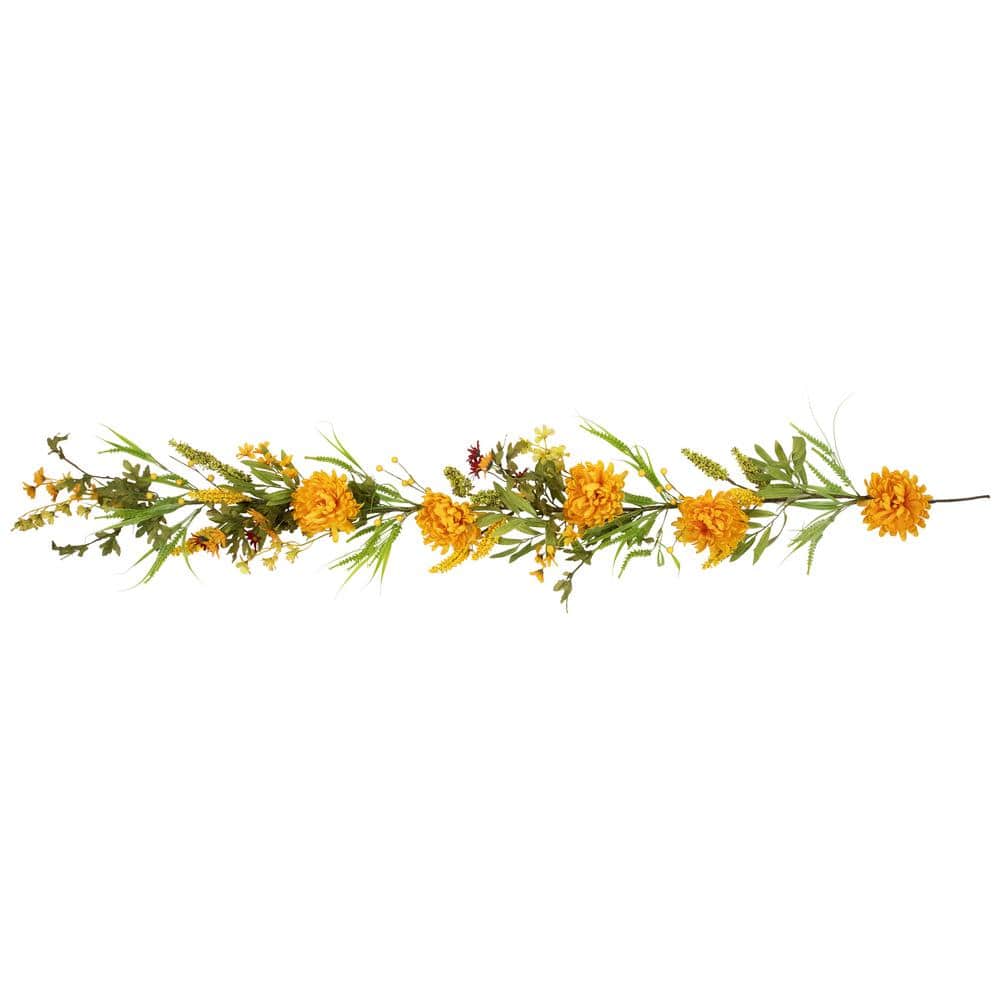 5 ft. x 10 in. Orange Peony Artificial Fall Harvest Garland Unlit - Hercitys