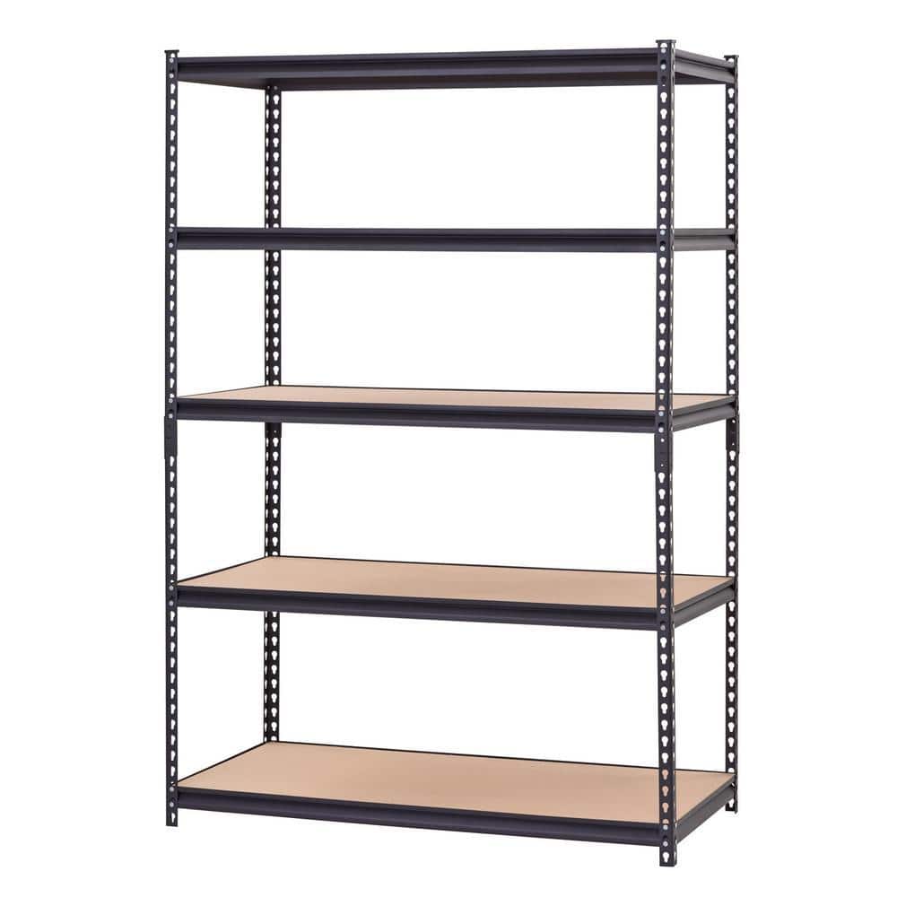 5-Shelf Heavy Duty Adjustable Metal Garage Storage Shelving Unit in Black (48 in. W x 72 in. H x 24 in. D) - Hercitys