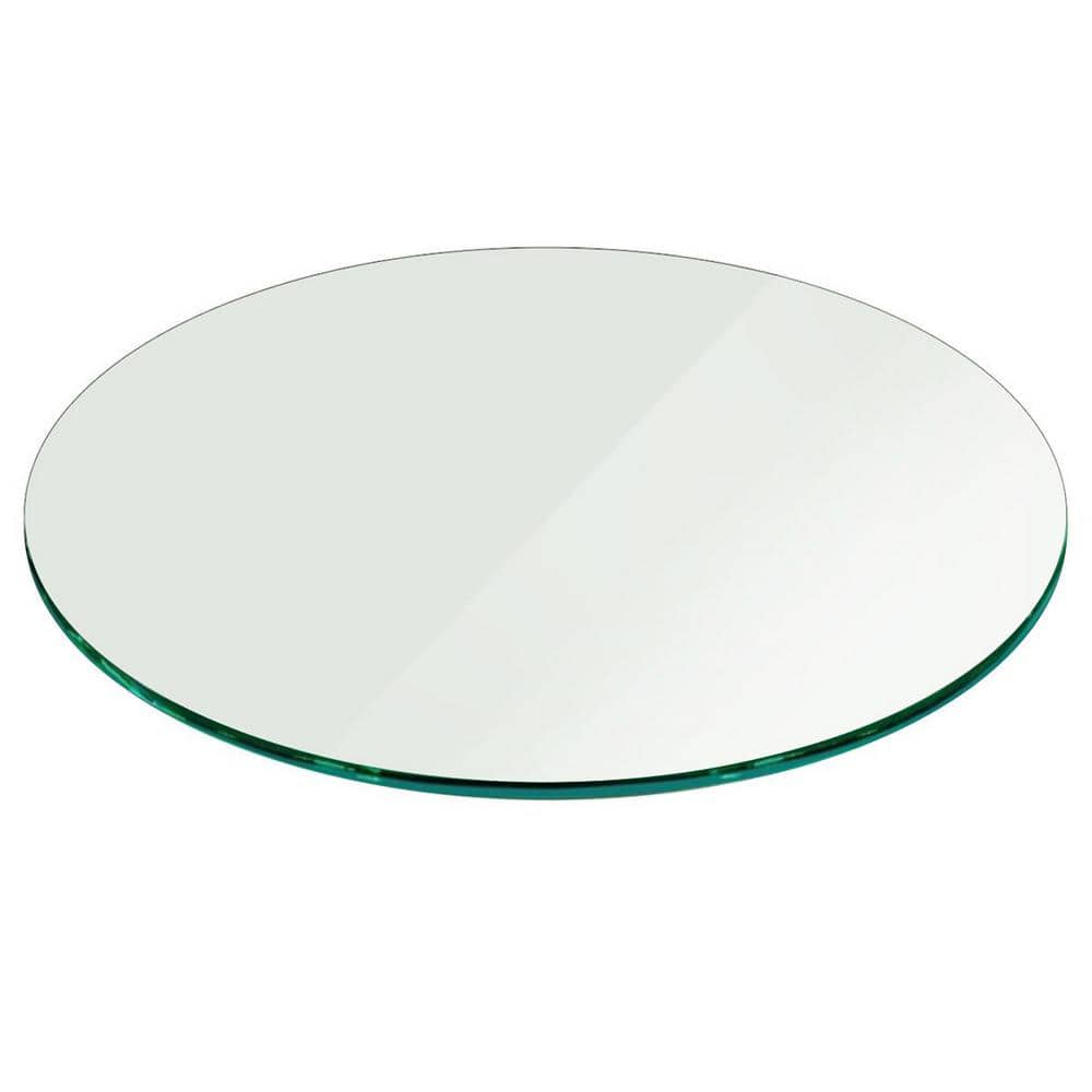 28 in. Clear Round Glass Table Top, 3/8 in. Thickness Tempered Pencil Edge Polished - Hercitys