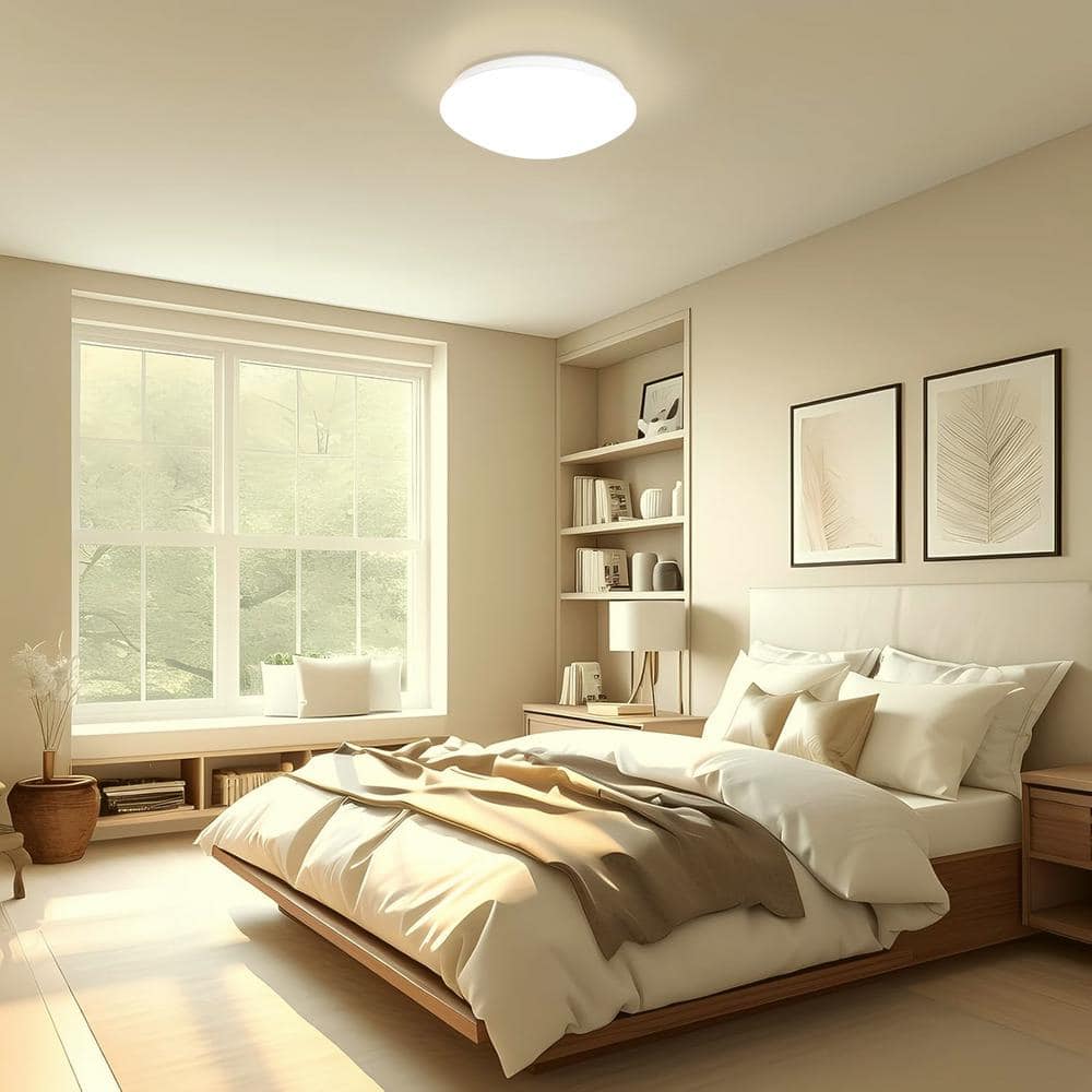 10 in. Integrated LED White Mushroom Flush Mount Ceiling Light 3000K - Hercitys