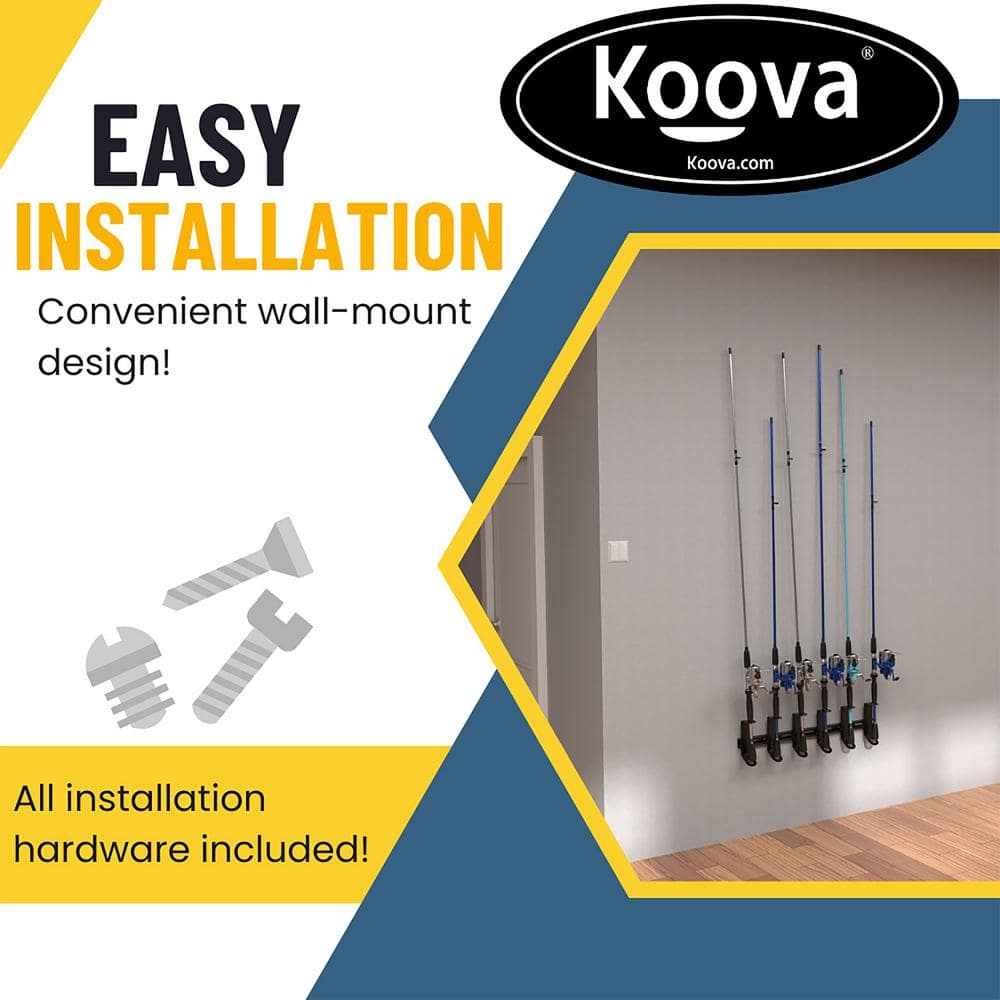 500 lbs 6 Spinning Adjustable Fishing Pole Wall Mounted Racks - Hercitys