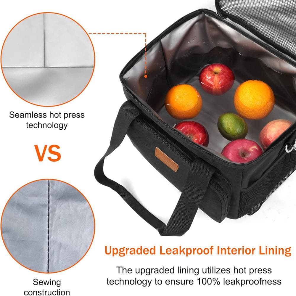 15 Capacity Insulated Lunch Bag Food and Beverage Soft-Side Leakproof Cooler with Adjustable Shoulder Strap for Picnic - Hercitys