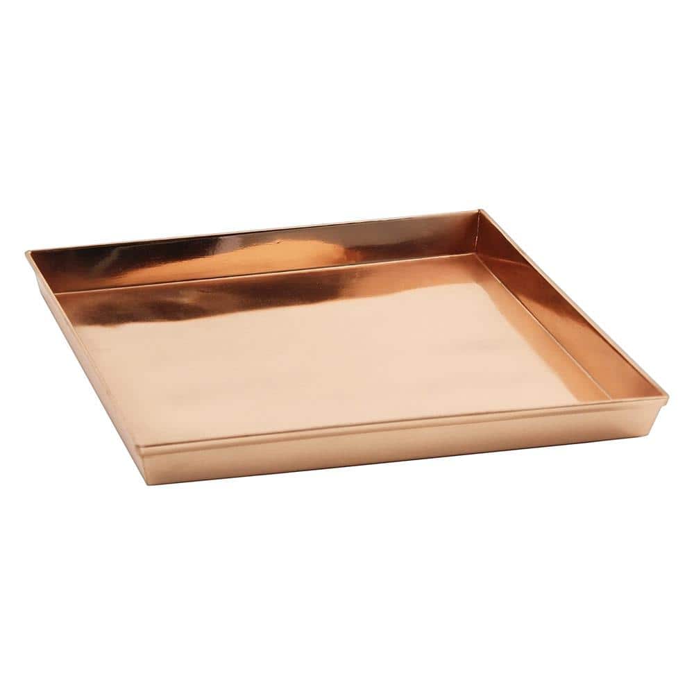 10.75 in. W x 1 in. H x 10.5 in. D Square Copper Plated Stainless Steel Decorative Tray - Hercitys