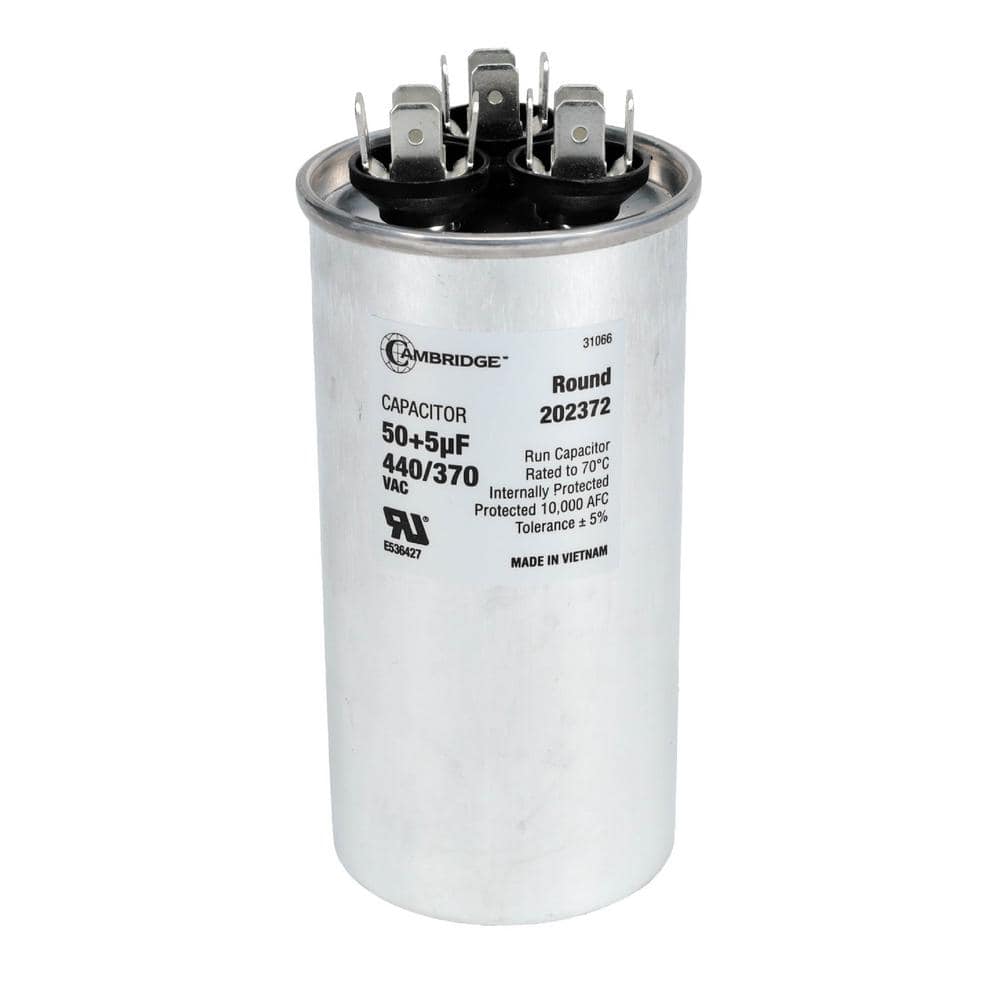 1.97 in. x 1.97 in. x 3.94 in. Aluminum 50 Plus 5 MFD, 440-Volt/370-Volt Dual Round Run Capacitor (1-Pack) - Hercitys