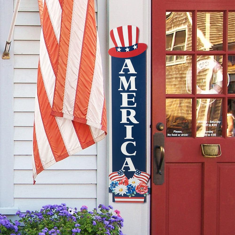 42 in. H Patriotic/Americana Wooden AMERICA Porch Decor - Hercitys