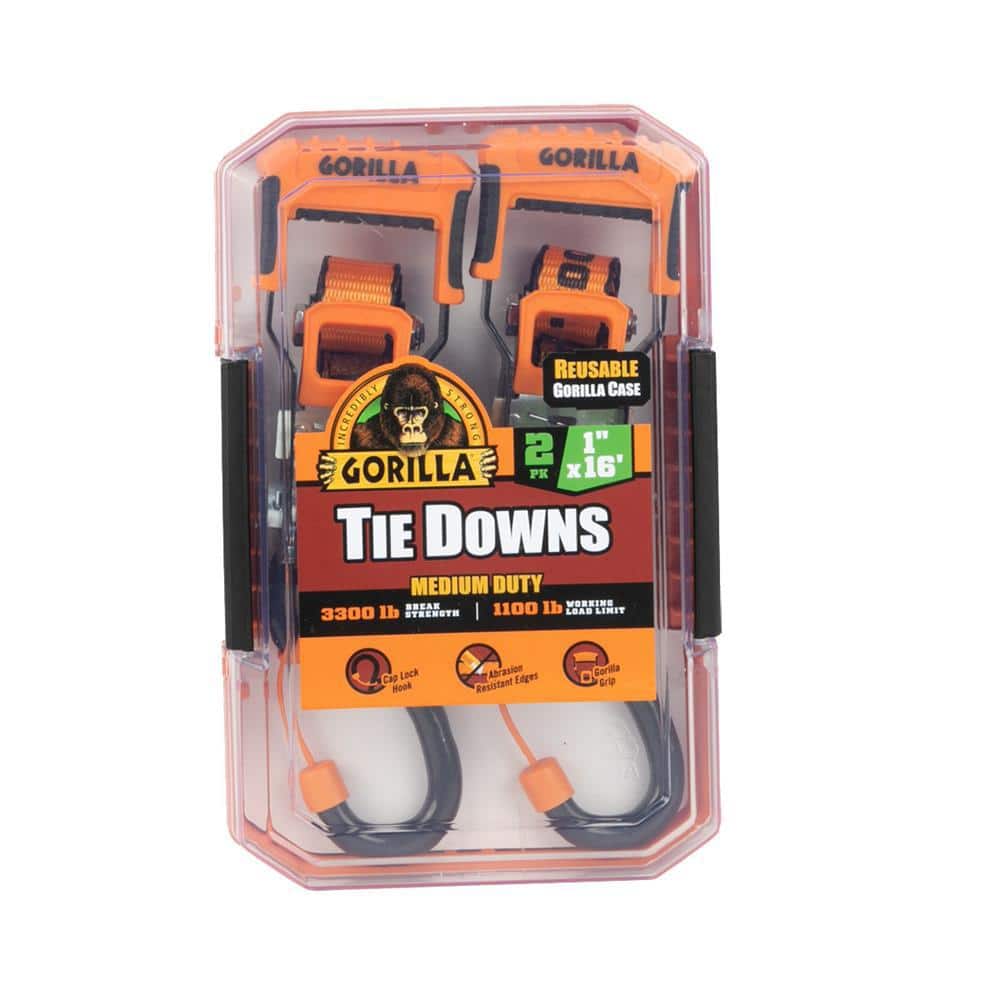 16 ft. x 1 in. Medium Duty Tie Down Ratchet Strap (2-Pack) - Hercitys