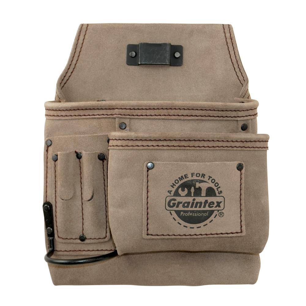 5-Pocket Suede Leather Right Handed Nail and Tool Pouch - Hercitys