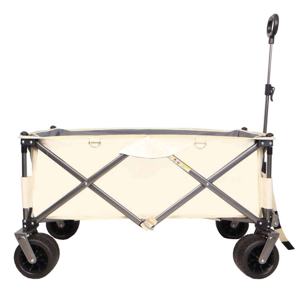 10 cu. ft. Heavy-Duty Utility Steel Garden Cart for Sand with Big Wheels, Adjustable Handle and Drink Holders - Hercitys