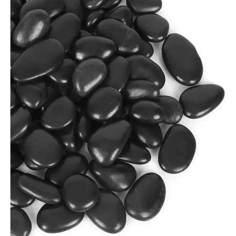 0.40 cu. ft. 0.25 in. to 0.5 in. 30 lbs. Grade A Black Polished River Pebbles - Hercitys