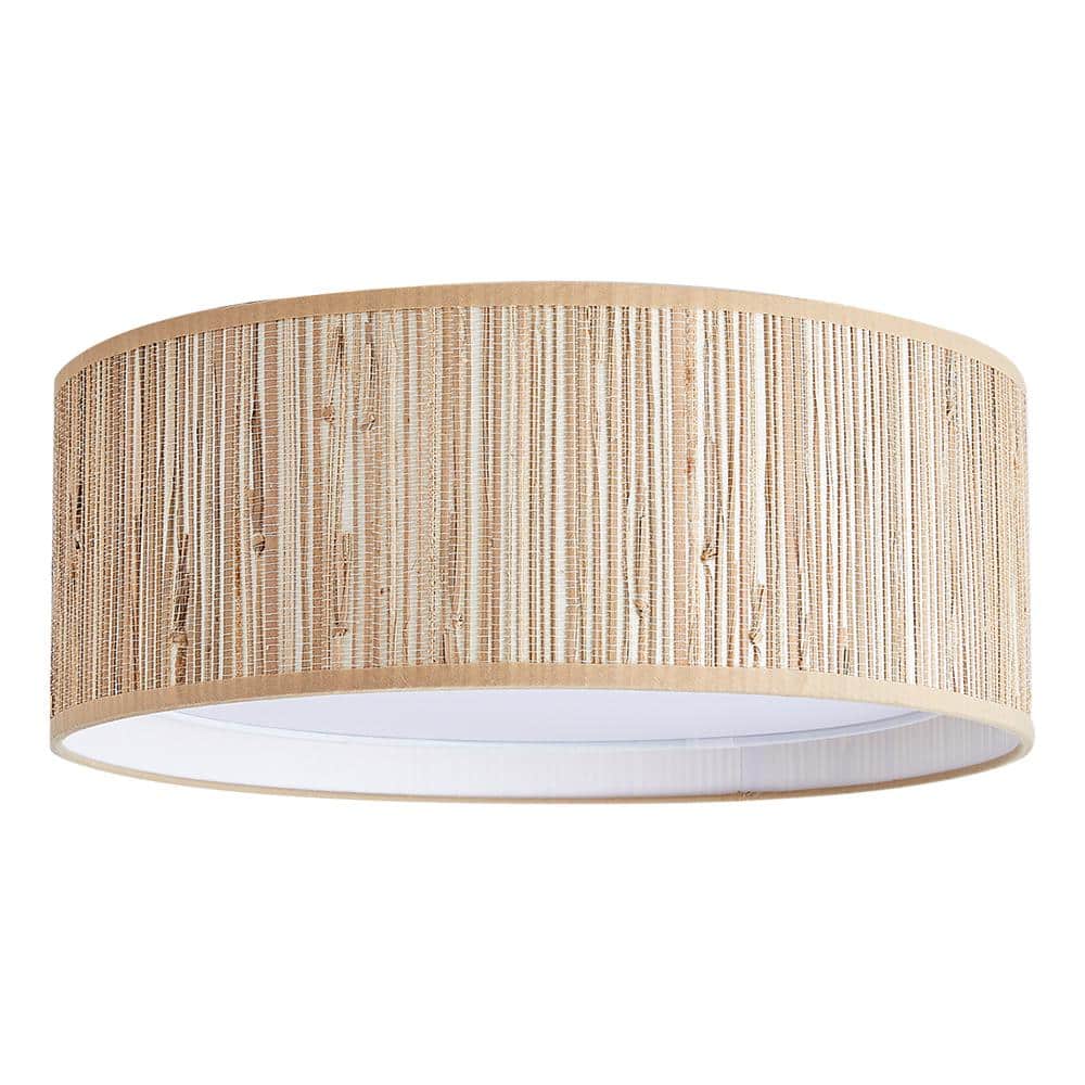 15.7 in. 3-Light Flush Mount with Fabric Shade and No Bulbs Included - Hercitys