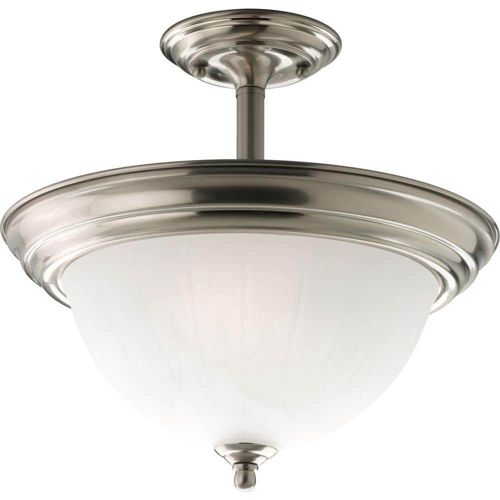 2-Light Brushed Nickel Semi-Flush Mount - Hercitys
