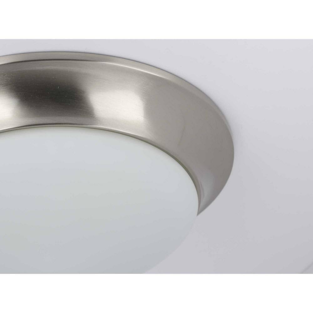 14 in. 2-Light Brushed Nickel Etched Glass Flush Mount - Hercitys