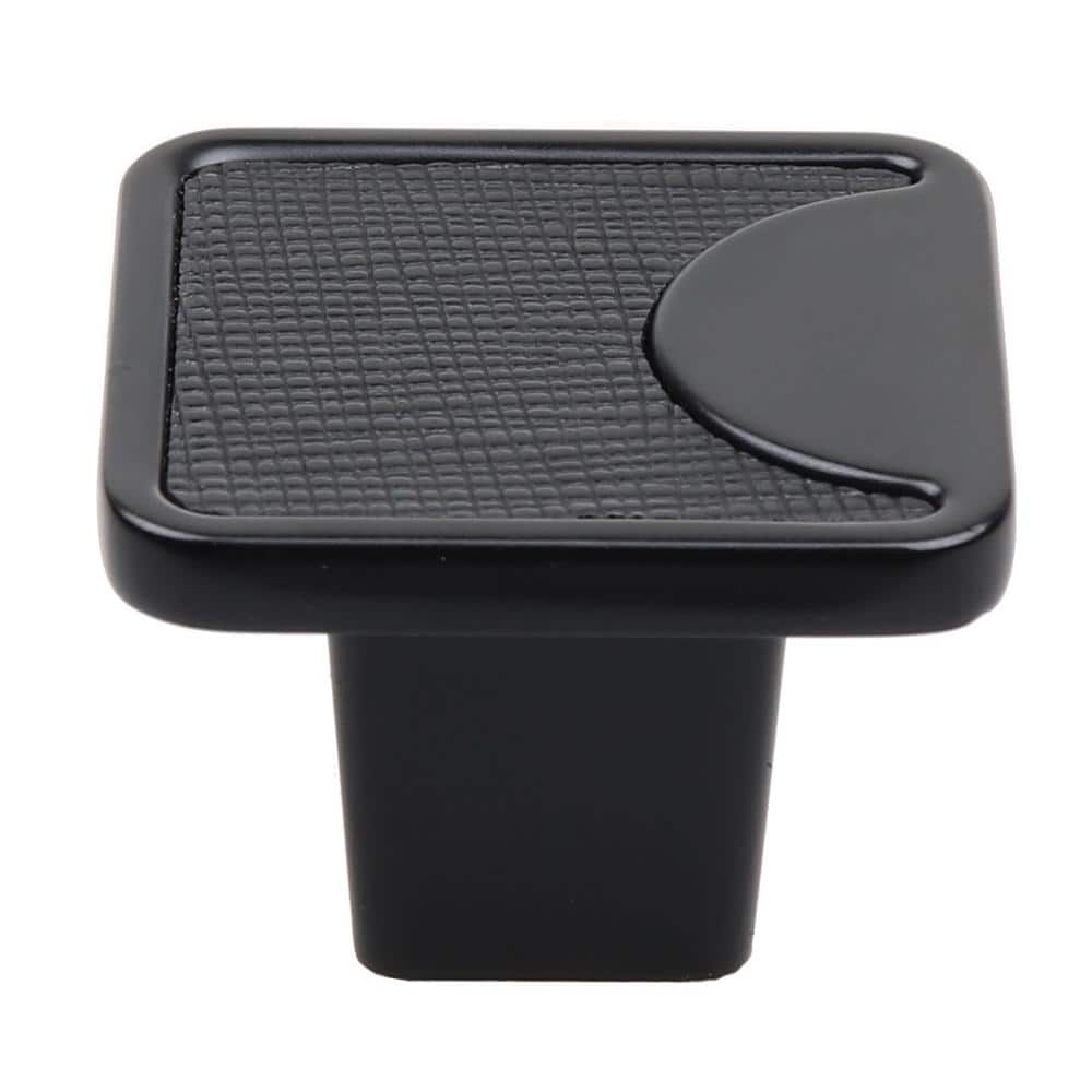 1-1/4 in. Square Matte Black Embossed Leather Drawer Knobs (10-Pack) - Hercitys