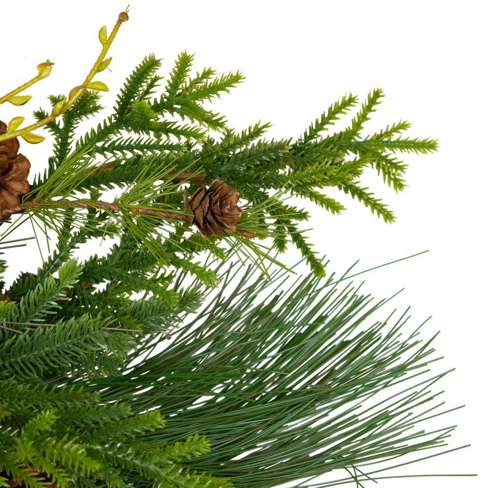 30 in. Unlit Rustic Green and Brown Artificial Christmas Pinecone Wreath - Hercitys