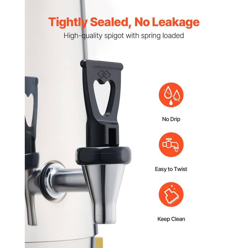 3.4 Gal. Stainless Steel Beverage Dispenser with Alcohol Burner, Spigot for Hot & Cold Drinks, Ideal for Events - Hercitys