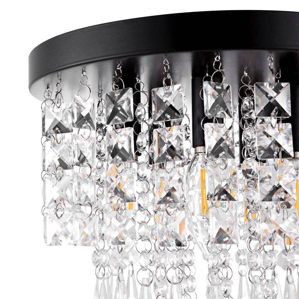 11 in. 5-Light Oil Rubbed Bronze Flush Mount Chandelier with Clear K9 Crystals - Hercitys