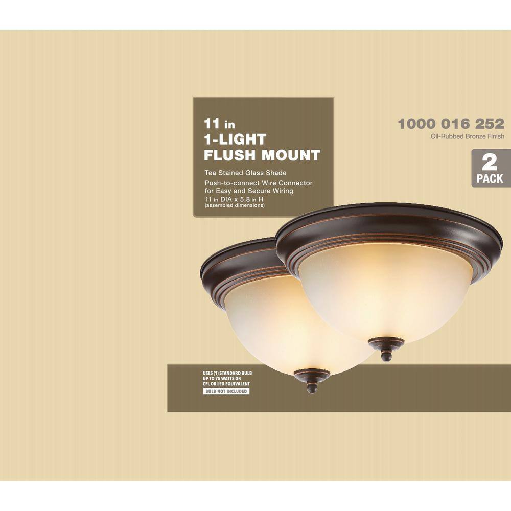 11 in. 1-Light Oil Rubbed Bronze Flush Mount (2-Pack) - Hercitys