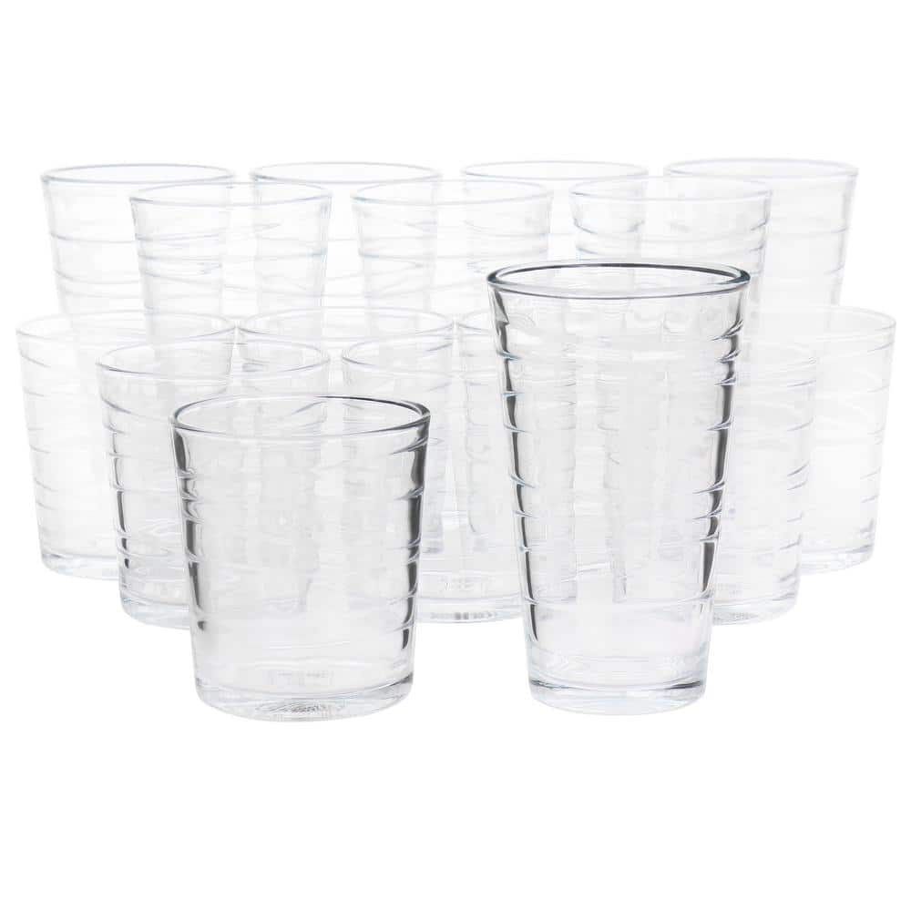 16 Piece Swirl Clear Assorted Glassware Set - Hercitys
