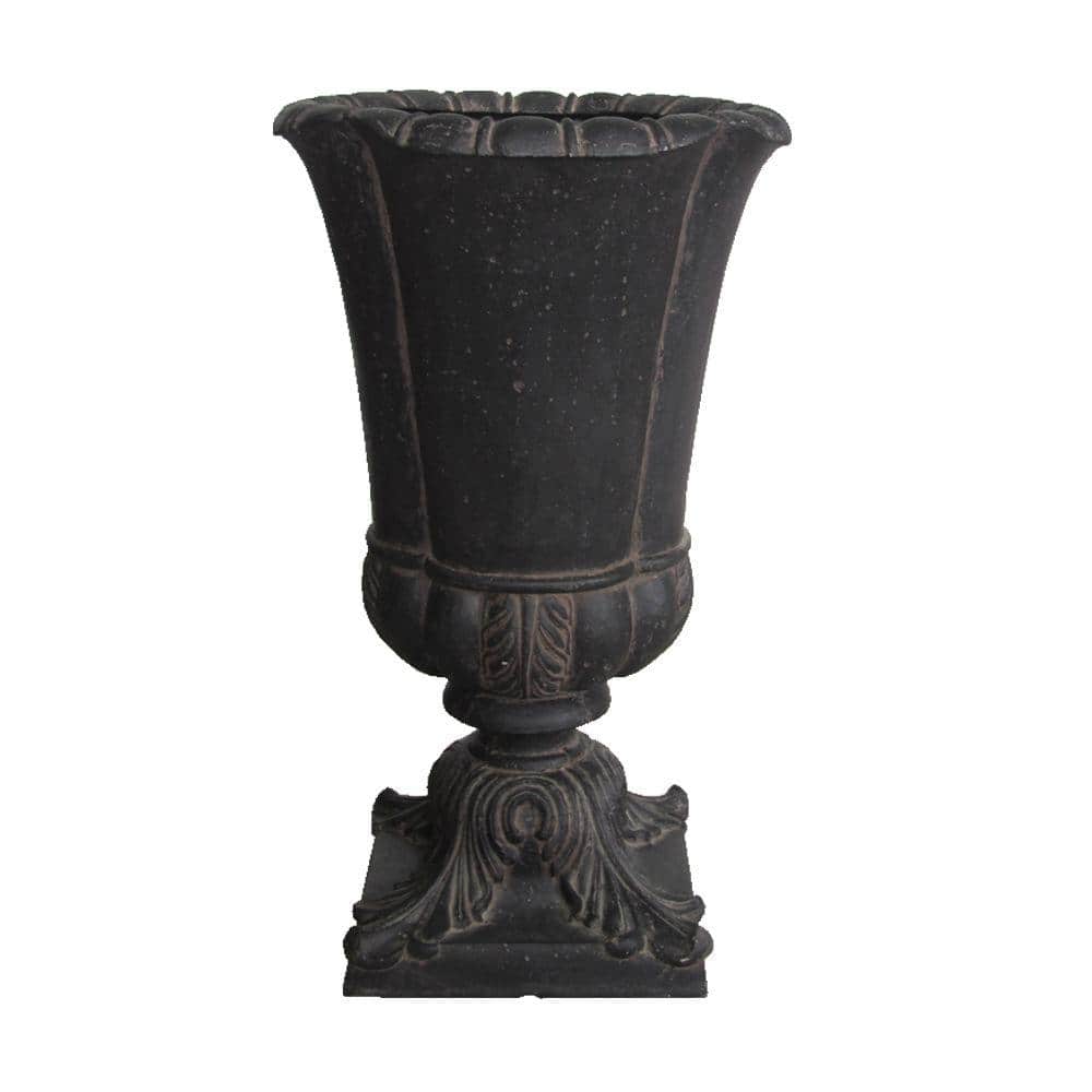 16.25 in. x 26.5 in. Cast Stone Parisian Entrance Urn in Aged Charcoal - Hercitys