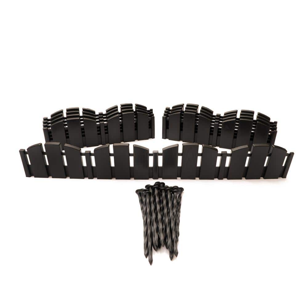15 ft. (L) x 4.5 in. (H) Black Decorative Adirondack No-Dig Plastic Landscape Edging Kit - Hercitys