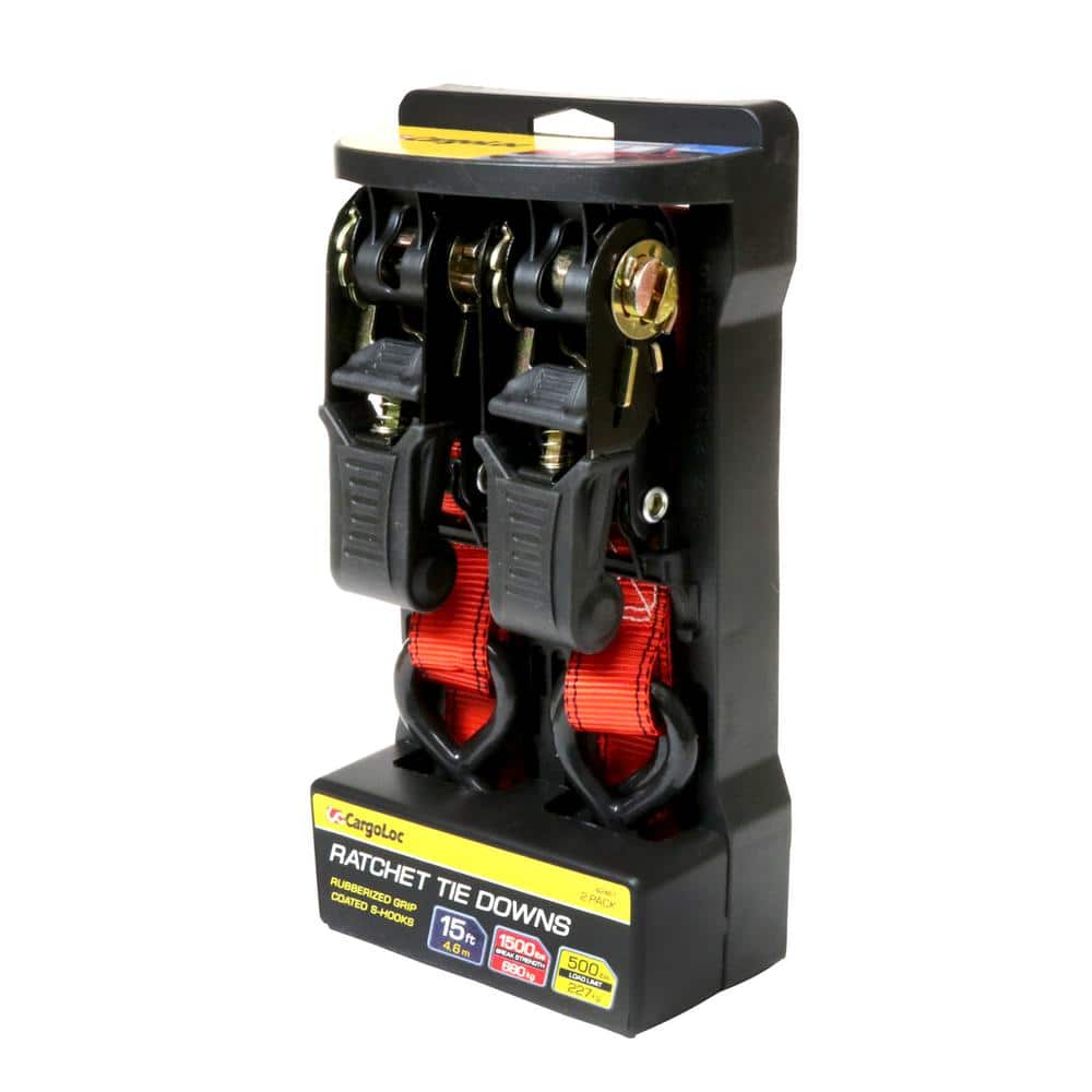 15 ft. x 1 in. 500 lbs. Load Limit Ratchet Tie Down (2-Piece) - Hercitys