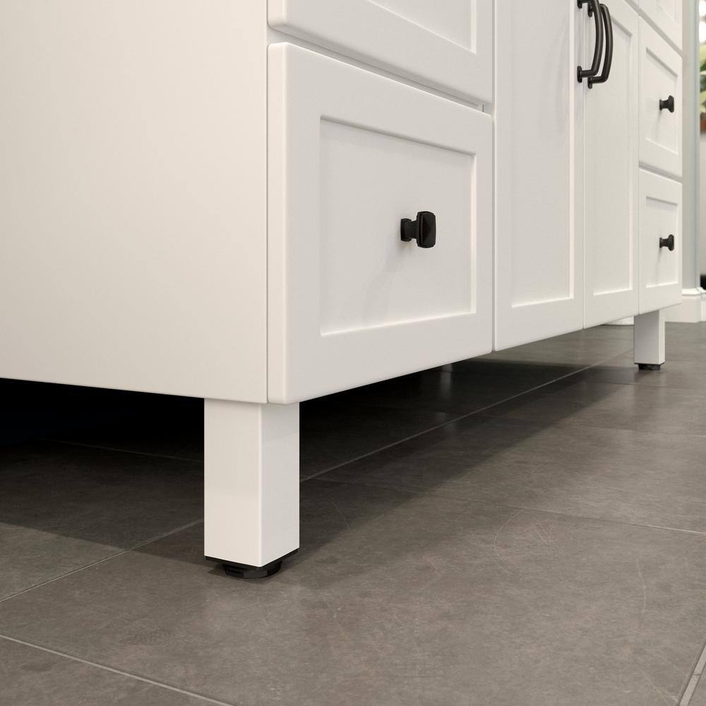 (4-Pack) 4 3/4 in. (120 mm) Matte White Metal Square Furniture Leg with Leveling Glide - Hercitys