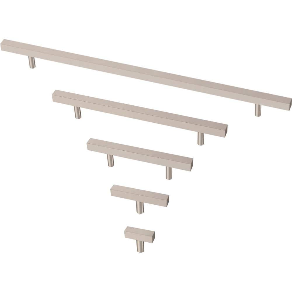 10-Pack Simple Square Bar 3-3/4 in. (96 mm) Modern Cabinet Drawer Pulls in Stainless Steel - Hercitys