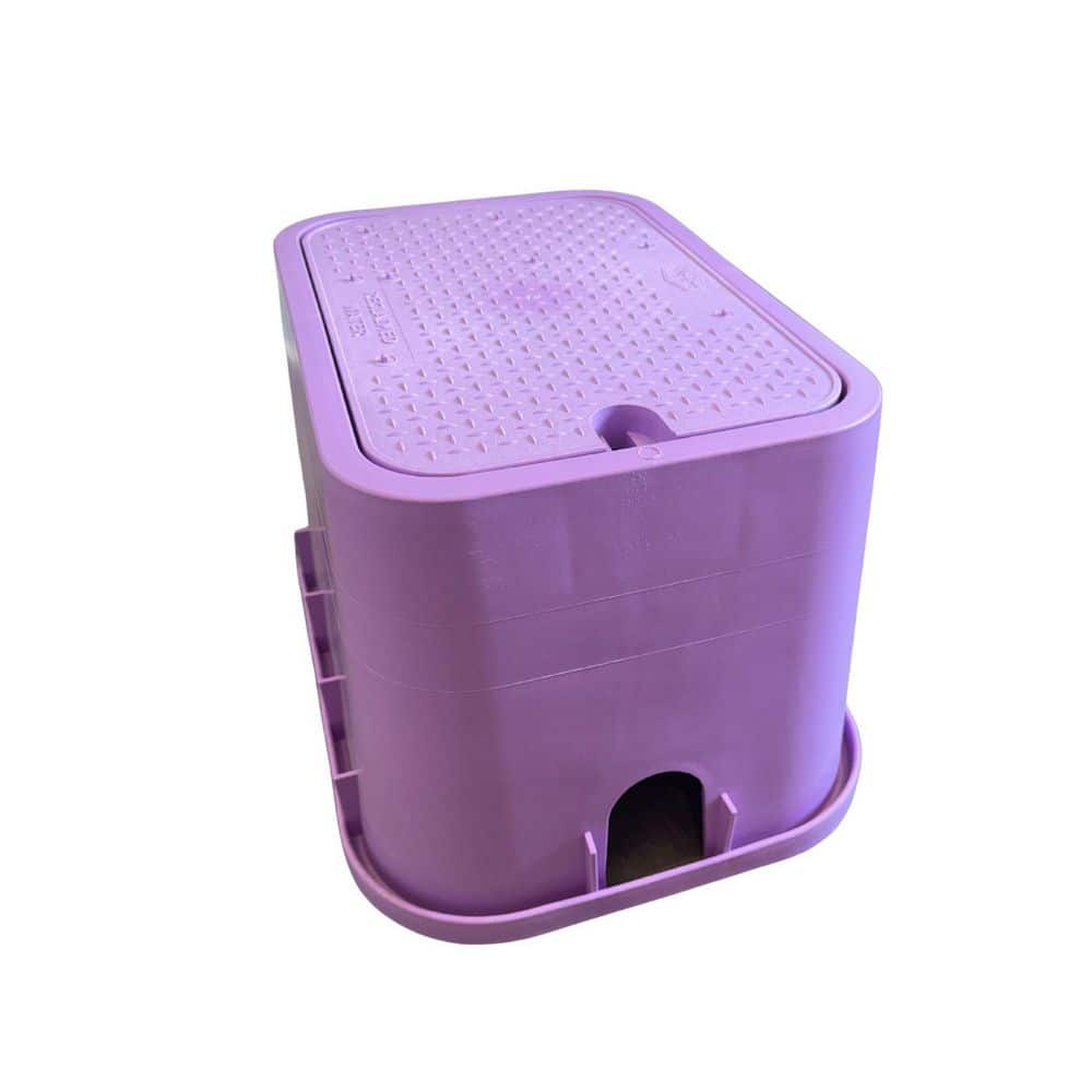 14 in. x 19 in. Rectangular Irrigation Valve Box and Lid, Purple Non-potable - Hercitys