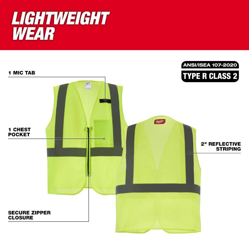4X-Large/5X-Large Yellow Class 2 High Visibility Mesh One Pocket Safety Vest - Hercitys