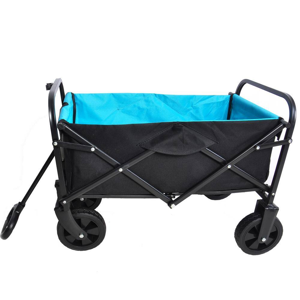 1.8 cu. ft. Blue Black Metal Mini Folding Garden Cart - Hercitys