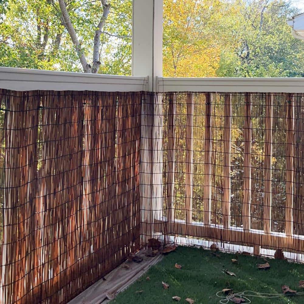 48 in. H x 16.4 ft. W Brown Natural Reeds Eco-Friendly Privacy Screen Curtain Patio Reed Fencing Rolls (2-Pack) - Hercitys