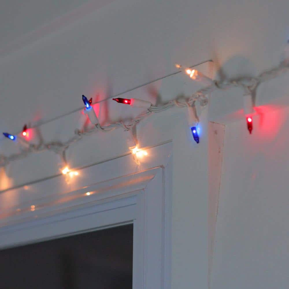 0.25 in. Red White Blue 4th of July Mini Light Set with 20 ft. White Wire (100-Count) - Hercitys